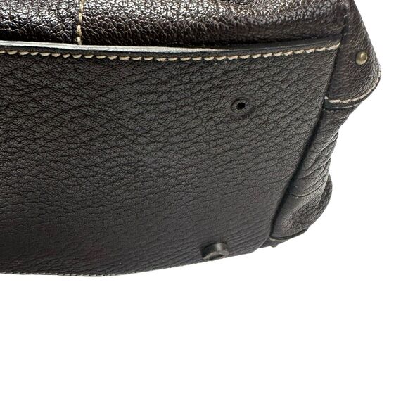 etienne aigner brown leather zip around flap large tote bag Purse - Picture 7 of 16